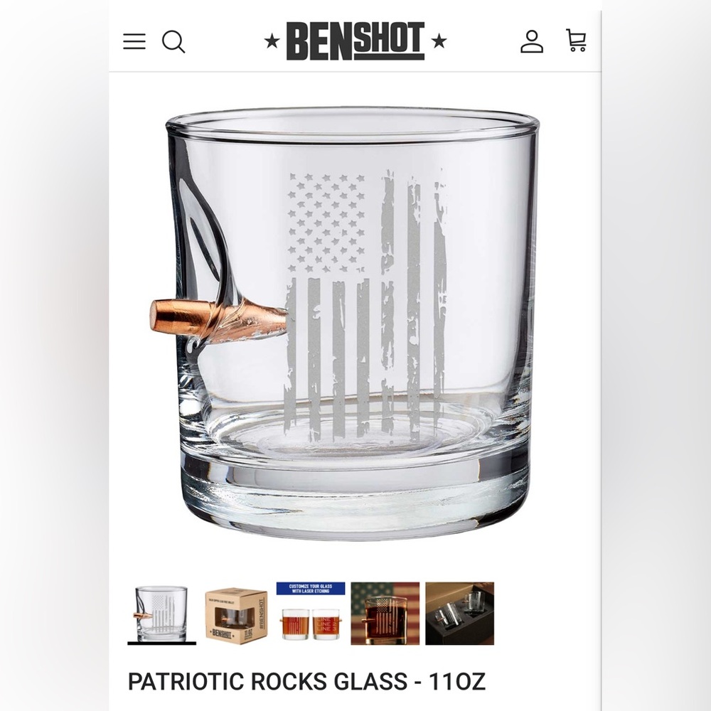 BenShot Patriotic Rocks 11oz Glass